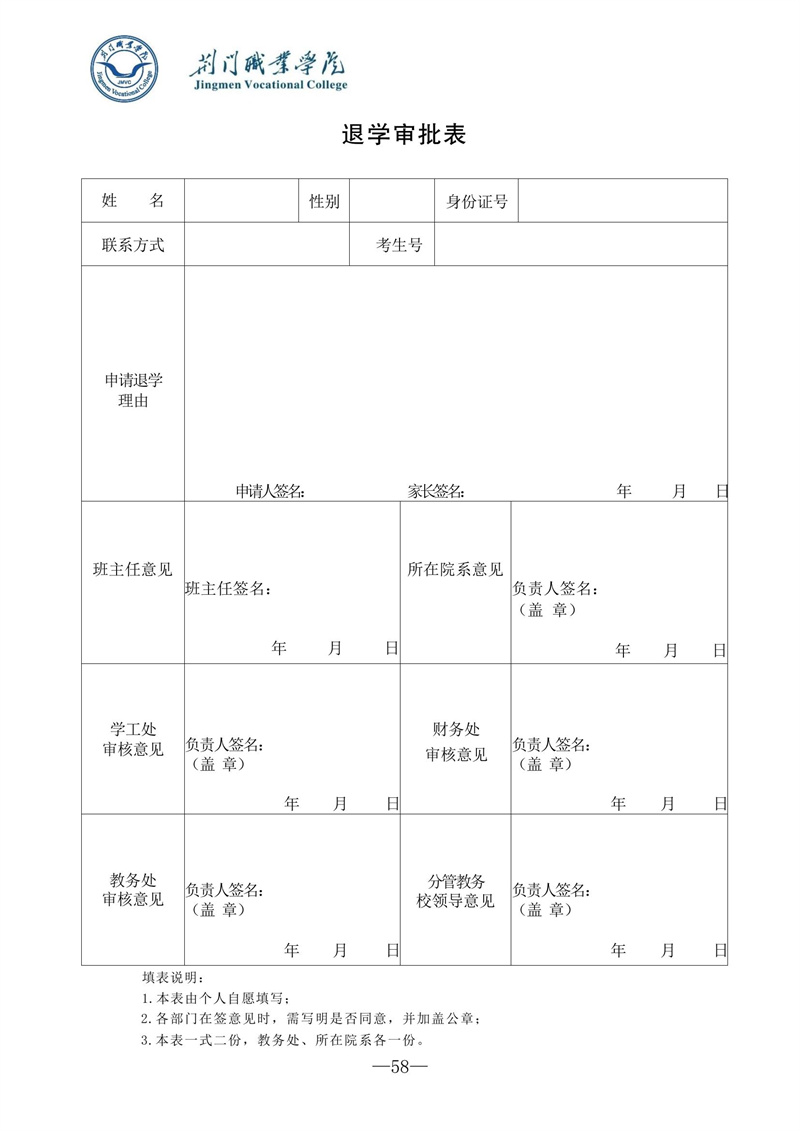 退學(xué)審批表